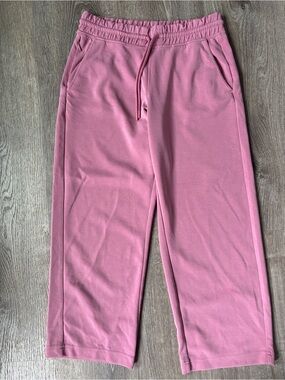 Athleta Seasoft Straight Leg Crop Pants Berry Rose Pink Sz Small Pull on